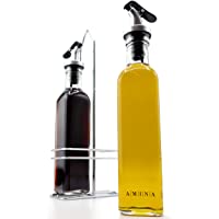 Los mejores  - A|M|I|N|A Juego de dispensador de vinagre y Aceite - 3 Piezas- 2 Botellas de Aceite y Soporte | A Prueba de Fugas y sin…